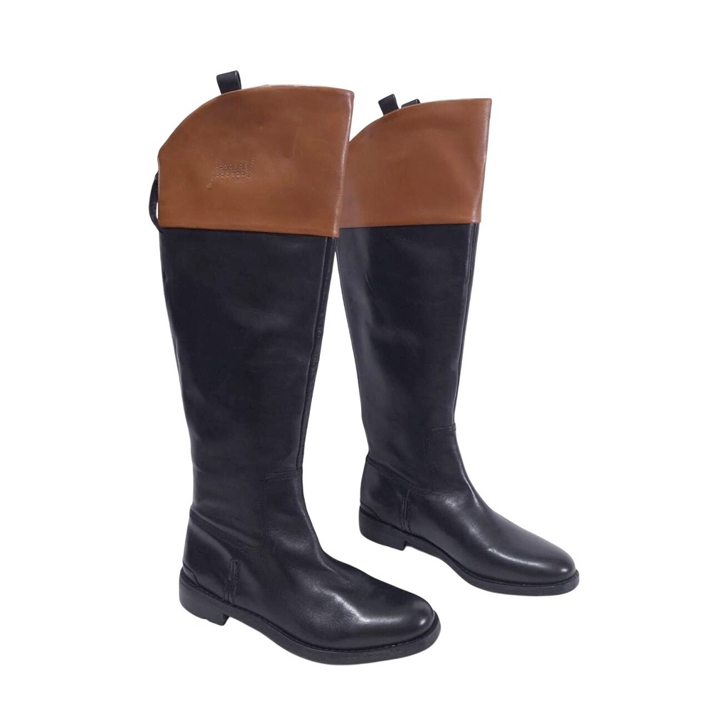 NWOT Franco Sarto Meyer 2 Leather Riding Tall Boot Sz 6M‎ Pull-Tabs Wide Calf